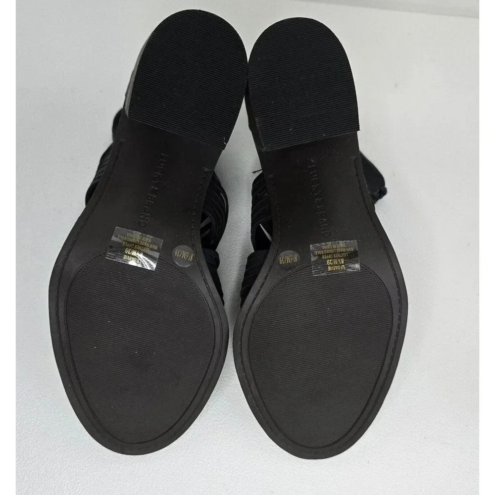 Lucky Brand Darvie Leather Black Sandal Bootie Strappy Open Toe Shoe 8.5 NEW - Picture 7 of 8